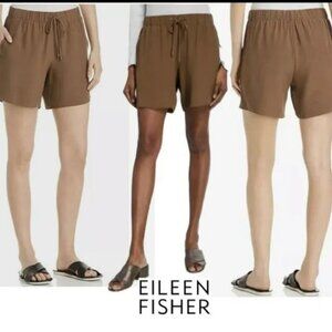 NWOT Eileen Fisher Chocolate Brown Crepe Tencel Blend Pull On Shorts - Sz Small